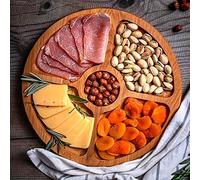 1/3 pièces Planche à fromage en bambou avec 5 compartiments, plateau de service multifonctionnel pour chips, trempettes, légumes, nachos, amuse-gueules, desserts, plateau de fruits réutilisable, décor