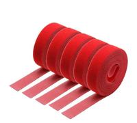1~30R 5m/rouleau Attaches-câbles réutilisables à scratch, largeur 10~25mm, bande auto-adhésive en nylon rouge x 5 rouleaux - largeur 15mm