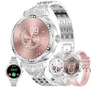 1,32" AMOLED Montre Connectée Femme avec Appel Bluetooth 5,2/Numérotation, Smartwatch Compatible Samsung Huawei Xiaomi Android iOS Podometre GPS Partagé (Doré)