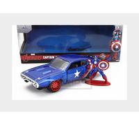 Jada Voiture miniature 1:32 Plymouth GTX 1972 avec figurine Captain America bleu/rouge/blanc