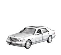 1:32 pour Benz W140 Classique Simulation Collective Modèle De Voiture en Alliage avec Son Lumière Pullback Garçon Voiture Jouet(Argent)
