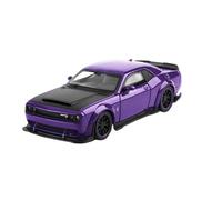 1 32 pour Dodge Challenger Hellcat SRT Modèle Voiture Miniature Métal Son Lumière Pull Back Metal Boy Collection De Cadeaux Jouets Non RC(Purple)