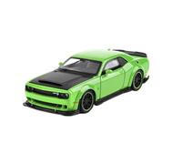 1 32 pour Dodge Challenger Hellcat SRT Modèle Voiture Miniature Métal Son Lumière Pull Back Metal Boy Collection De Cadeaux Jouets Non RC(Vert)
