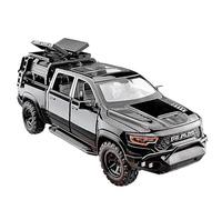 1:32 pour Dodge RAM Mammoth Pickup Truck Off Road Métal Moulé sous Pression Son Lumière Tirer vers L'arrière Cadeau Jouets Non RC(Noir)