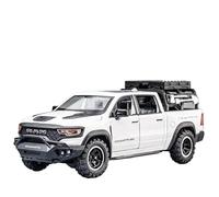 1:32 pour Dodge RAM Mammoth Pickup Truck Off Road Métal Moulé sous Pression Son Lumière Tirer vers L'arrière Cadeau Jouets Non RC(White)