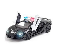 1/32 pour LP770-4 Luxe Haute Simulation Police Jouet Modèle De Voiture en Métal Moulé sous Pression Décorations(Noir)