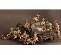 1/35 figurine en résine soldat modèle WWII soldat américain Kit Miniature en résine (9 personnes, pas de voiture, non assemblé et non peint)//OT6-4