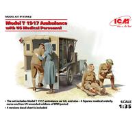 ICM ICM35662 35662 Kit d'ambulance Modèle T 1917 avec Personnel médical américain 1:35 Pers, Noir