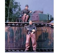 1/35 Kit de figurines de soldats de la Seconde Guerre mondiale en résine Kit de figurines de soldats en résine non peintes et non assemblées (2 hommes, sans char) // x1U6A1