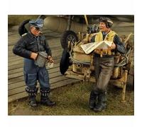 1/35 - Kit de figurines en résine de soldats pilotes de la Seconde Guerre mondiale Kit de figurines en résine non peintes et non assemblées (2 personnes, sans avions) // x1U8A1