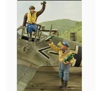 1/35 - Kit de figurines en résine représentant des soldats pilotes de la Seconde Guerre mondiale Kit de figurines en résine non peintes et non assemblées (2 personnes, sans avion) // x1U8A2