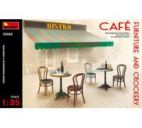1:35 Miniart CAFE' FURNITURE & CROCKERY Kit MIN35569 Modellino