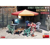 1:35 MINIART Street Furniture With Electronics & Umbrella Kit MA35647
