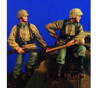 1/35 Soldat allemand de la Seconde Guerre mondiale en résine Kit de modèle réduit de soldat non peint et non assemblé (2 figurines) // x6U7A2