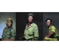 1/35 Soldat de la Seconde Guerre mondiale en résine Kit de figurines de soldats non peint et non assemblé (3 hommes, sans char) // x1U4A8