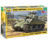 Mvezda Maquette de char moyen M4A2 Sherman 75 mm – Plastique – 1:35 – Réf. 3702