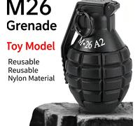 1/3PCS M26A2 Grenade jouet en nylon rechargeable, jouet tactique à explosion pour jeu de billes de gel, confettis, farine, airsoft Black 1pc