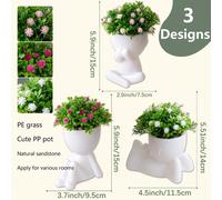 1/3pcs Plantes succulentes artificielles, plante succulente en pot individuel petit, 3 formes disponibles, style dessin animé, matériau PP, matériau PE, vert, décoration de bureau, décoration d'intéri