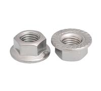 1/4-20 5/16-18 3/8-16 1/2-13 304 écrous à bride hexagonale Standard américain en acier inoxydable écrou de verrouillage à glissement cranté(1I4-20(5pcs))