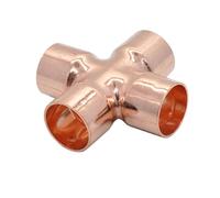1/4 3/8 1/2 15 16 22 28 35-108 mm Copper End Feed Solder Cross 4 Way Weld Scoket Pipe Fitting Connector Coupler Air Conditioner(12.7mm)