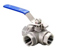 1/4" 3/8" 1/2" 3/4" 1" -2" BSP NPT Female Full Port T L Port Tee 3 Ways 304 316 Stainless Steel Ball Valve Connector Water Gas(1-1/4",BSPT SS304 T-Port)