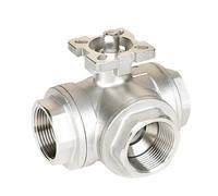 1/4" 3/8" 1/2" 3/4" 1"-2" BSPT Female Thread 304 Stainless Steel High Platform T L Port Tee 3 Ways Ball Valve Water Gas Oil(DN50 2 Inch BSP,L Port)