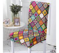 1/4/6 pièces Housses de chaise à dossier haut en soie de lait imprimée bohème, colorées, élastiques, amovibles et lavables en une seule pièce, adaptées pour le salon, la salle à manger, la chambre, le