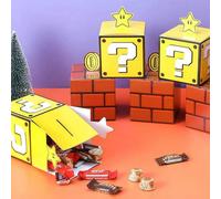 1/4/8 pièces Boîte d'hospitalité et briques de décor Super Mario, thème de bande dessinée Mario. Sacs cadeaux, boîtes à bonbons, éléments de décoration. Ensemble de papier multicouche, conception de p