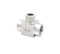 1/4" BSPT Female-Male-Female Tee 3 Ways 304 Stainless Steel Pipe Fitting Connector Splitter Block