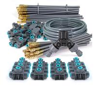1/4'' Flexible 360 ° Ensemble d'irrigation avec buse en laiton à réglage rotatif, système d'arrosage de jardin à atomisation automatique à connexion rapide E-10m