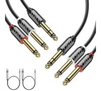 1/4 Inch TRS Stereo Insert Y Cable,(Pack of 2) Gold Plated Copper Shell 6.35mm Male to Double 6.35mm TS Male Mono Splitter Cable Audio Cord 4.5 Meters