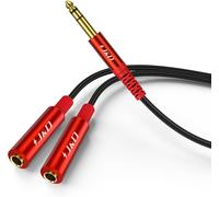 1/4 Inch TRS Stereo Splitter Y Cable,6.35mm Male to Double 6.35mm Female,Stereo Audio Jack Cable,Gold Plated Connectors,Durable PVC & Copper Construction,Red,0.5m