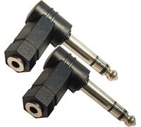 1/4 Inch Trs To 3.5mm Right Angle Adapter 90 Degree 6.35mm 3 Pole Male To 3.5mm Female Stereo Earphone Aid Audio Right Angle Converter 2pcs