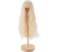 1/4 perruque de poupée pour 7 à 8 pouces bricolage haute température boule de soie avec de longs cheveux bouclés avec frange Light Gold