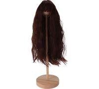 1/4 perruque de poupée pour 7 à 8 pouces bricolage haute température boule de soie avec de longs cheveux bouclés avec une frange brun foncé
