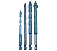 1/4 pièces 6.35mm bleu hexagonal tête inclinable excentrique triangulaire foret multifonctionnel Overlord carreaux de céramique pierre roche dalle spécial Dril(4pc 6-12mm set)