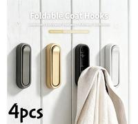 1/4 pièces Crochets de rangement pliables à fixer au mur, support de suspension robuste multifonction pour armoire, serviettes, manteaux, porte-clés, organisateur pour la maison Golden 1pc