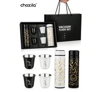 1/4 pièces Ensemble de bouteilles de café et thé avec tasses, mug de voyage pour café et thé, tasse isotherme en acier inoxydable avec couvercle anti-fuite Service à café et à thé 6 pièces,1 tasse à c