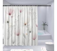 1-4 pièces Ensemble de rideaux de douche à motif floral aquarelle élégant, en tissu de polyester imperméable, décoration minimaliste de printemps/automne pour la maison, comprend un couvercle de toile