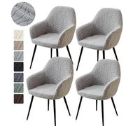 1/4 pièces housse de chaise à bras haut élastique salle à manger fauteuil housse feuille Jacquard housses de siège pour la maison de mariage Fundas Para Sillas A1 Beige