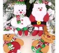 1/4 pièces Ornements suspendus en tissu de Noël Mini poupées Pendentifs Décorations d'arbre de Noël Fête Décorations de vacances Petit cadeau, Noël 4 packs-bonhomme de neige+vieil homme+cerf+ours,1 pa