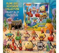 1/4 pièces Sac aveugle officiel sous licence SpongeBob SquarePants, porte-clés mini personnage 3D, pack mystère de collection, comprend SpongeBob, Calmar, Gary, Sandy, Plankton, Madame Puff et d'autre