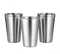 1/4 pièces Tasse en acier inoxydable, tasse à bière, tasse à café, tasse à eau pratique à simple paroi, tasse à thé en métal, 236 ml/355 ml/500 ml 4 pièces 260 ml (argent),4 pièces 500 ml (argent),4 p