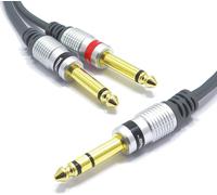 1/4"" to 2 x 6.35mm Y Splitter Cable 3m TRS Stereo Jack to Dual TS Mono Male Plug
