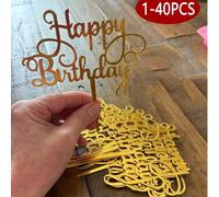 1-40 pièces Décoration de gâteau d'anniversaire en acrylique "Joyeux anniversaire", décoration de gâteau, fournitures de fête, décoration de gâteau avec lettres graphiques modernes pour les idées de d