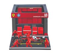 Bburago Ensemble de paddock Pit Pass Scuderia Ferrari SF-25 à l'échelle 1:43 Race Formula (2025), Leclerc #16