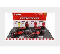 Bburago - Coffret Cadeau 4 F1 Ferrari SF-23-4 modèles réduits réalistes à l'échelle 1:43, Licence Officielle Ferrari, âge recommandé 3+ Ans