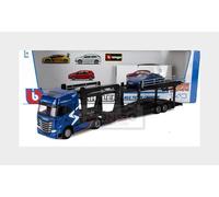 BBurago Porteur IVECO S-Way avec remorque et Audi E-tron GT 1:43 Bleu métallisé