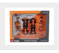 Burago F1 Formula 1 Auto MCLAREN MCL38 GP MIAMI 2024 - LANDO NORRIS et OSCAR PLASTRI - Lot de 2 modèles Diecast réalistes en échelle 1:43-14cm - 18-38109