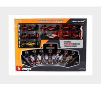 BBurago – Pack de 7 véhicules Formule 1 McLaren 1/43 – Présentoir multicolore